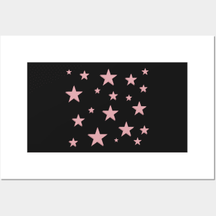 Pink star pattern - black background Posters and Art